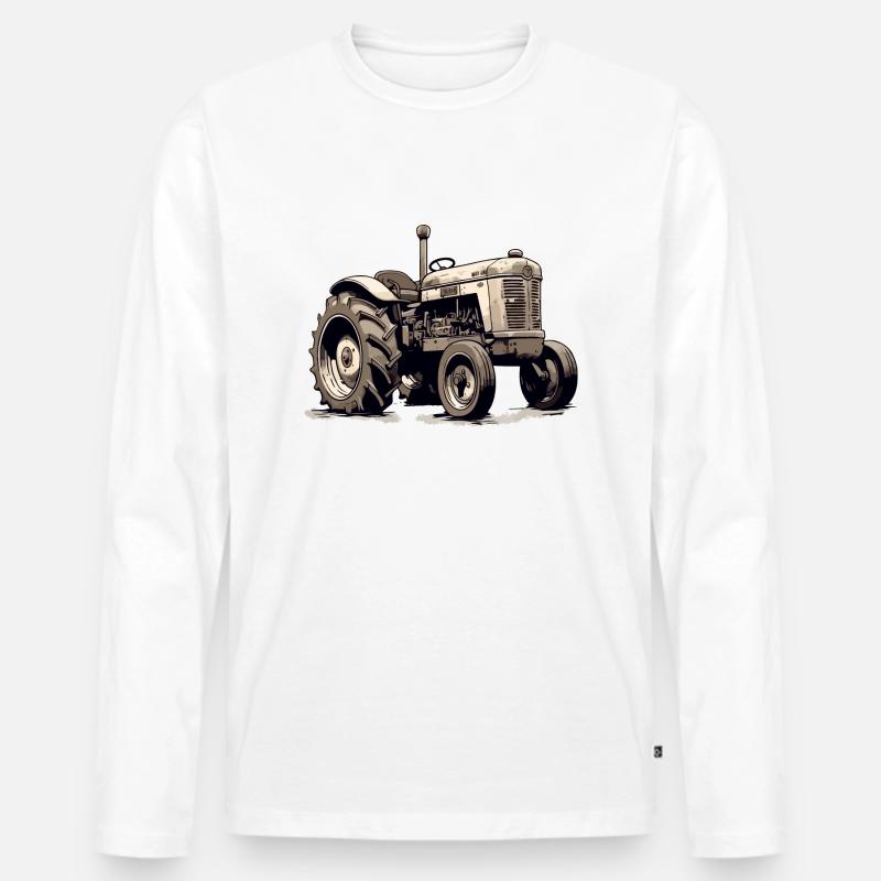 Altmodischer Traktor - Männer Premium Bio Langarmshirt - Weiß