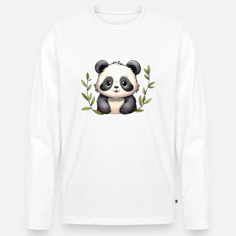 Kleiner Panda - Männer Premium Bio Langarmshirt - Weiß