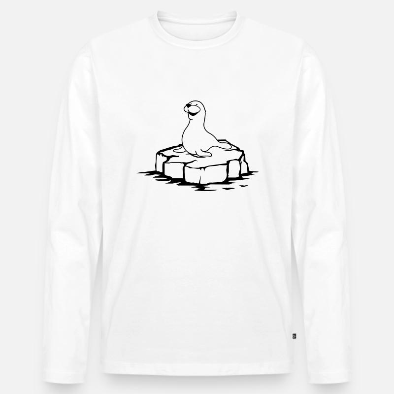 seehund auf eis - Männer Premium Bio Langarmshirt - Weiß