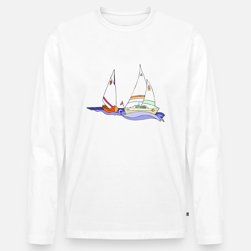 Segelboot - Männer Premium Bio Langarmshirt - Weiß