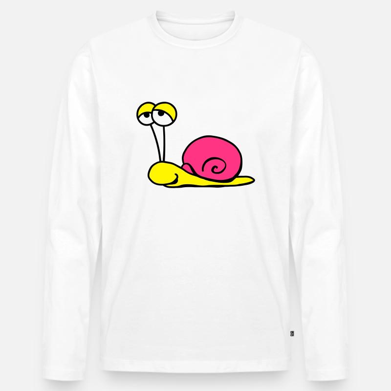 Schnecke 3c - Männer Premium Bio Langarmshirt - Weiß