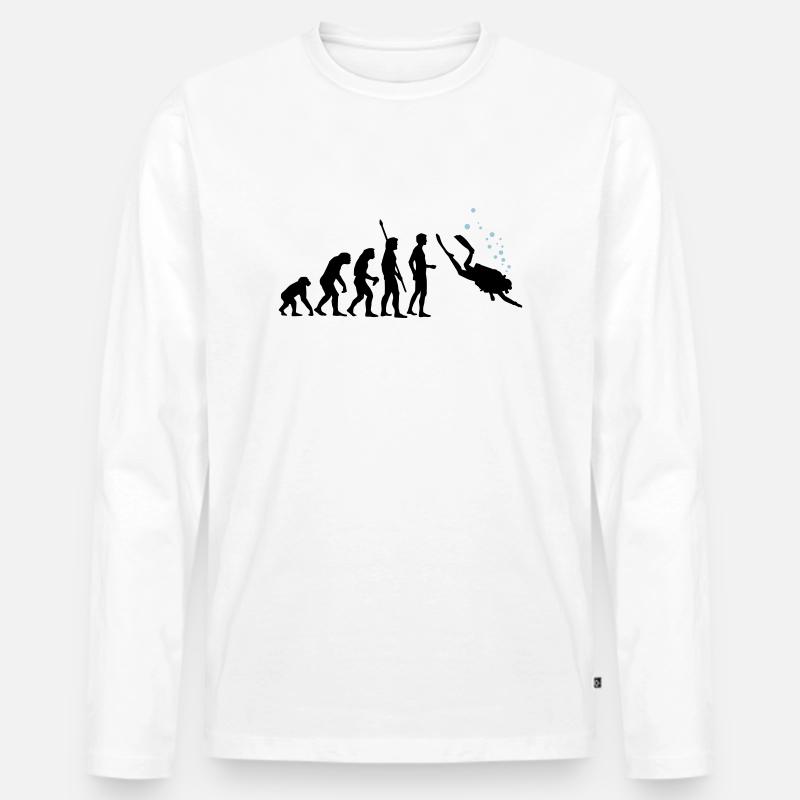 evolution_taucher_c_2c - Männer Premium Bio Langarmshirt - Weiß