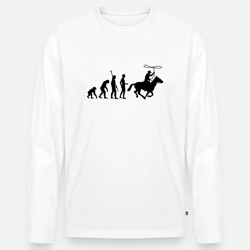 evolution_cowboy - Männer Premium Bio Langarmshirt - Weiß