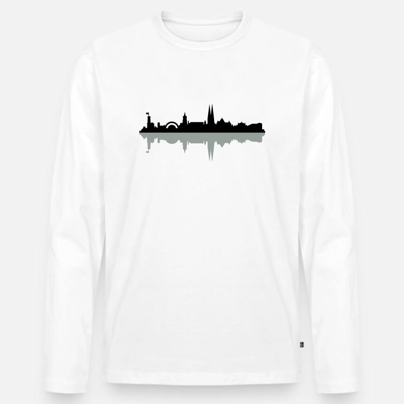 Skyline Bielefeld - Männer Premium Bio Langarmshirt - Weiß