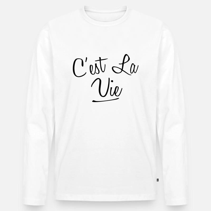 Cest La Vie - Männer Premium Bio Langarmshirt - Weiß