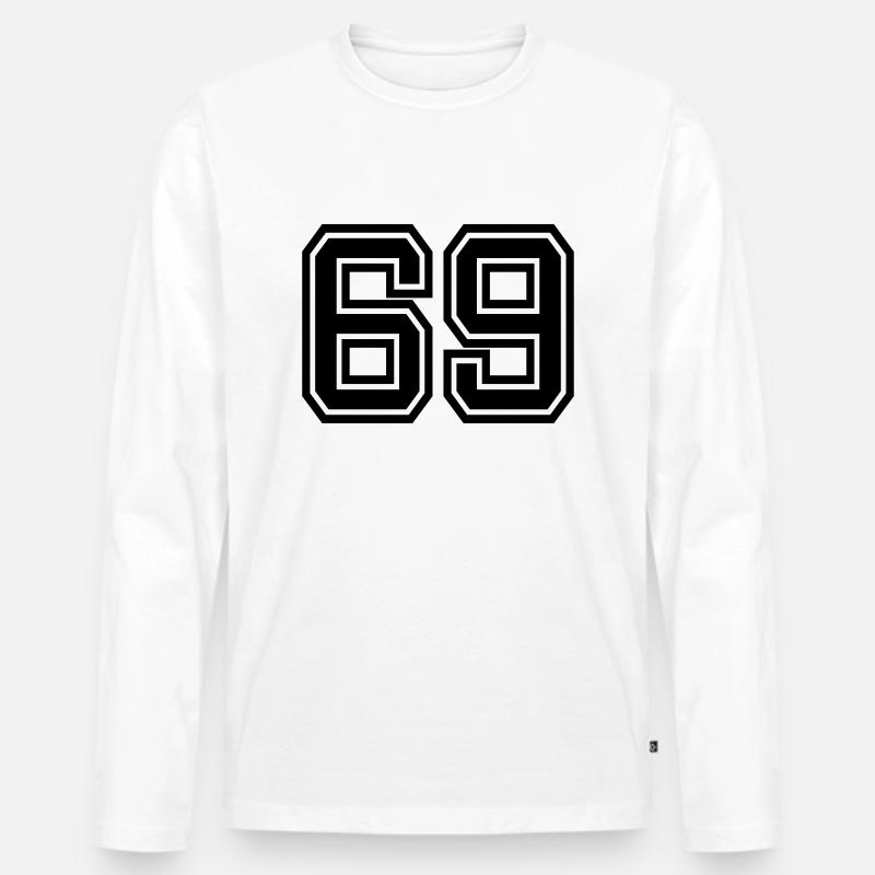 69 - Männer Premium Bio Langarmshirt - Weiß
