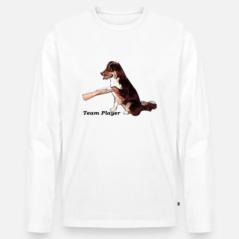 Aussie Team Player 2 - Männer Premium Bio Langarmshirt - Weiß
