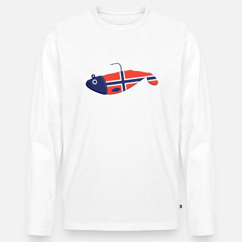 Gummifisch Big Norwegen - Männer Premium Bio Langarmshirt - Weiß