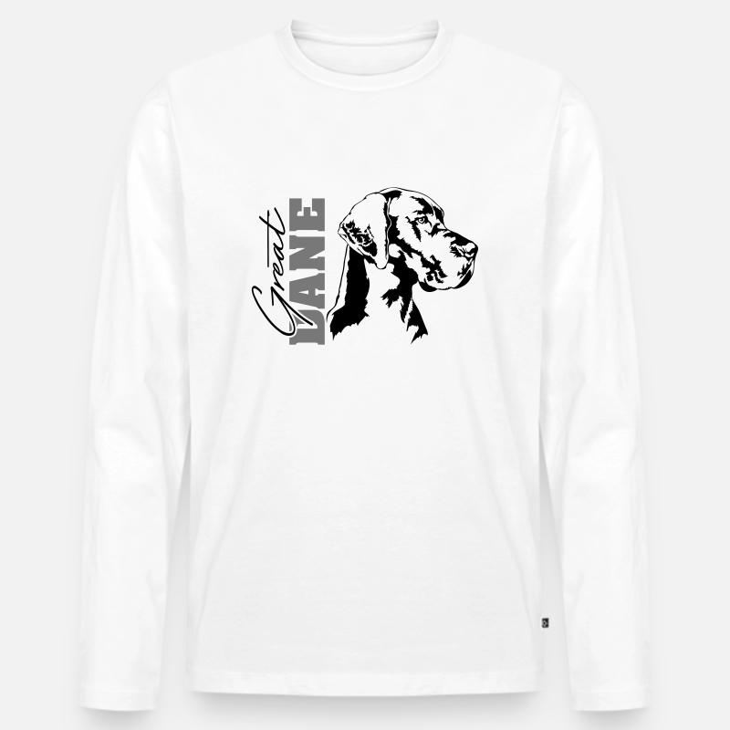 GREAT DANE Portrait Wilsigns - Männer Premium Bio Langarmshirt - Weiß