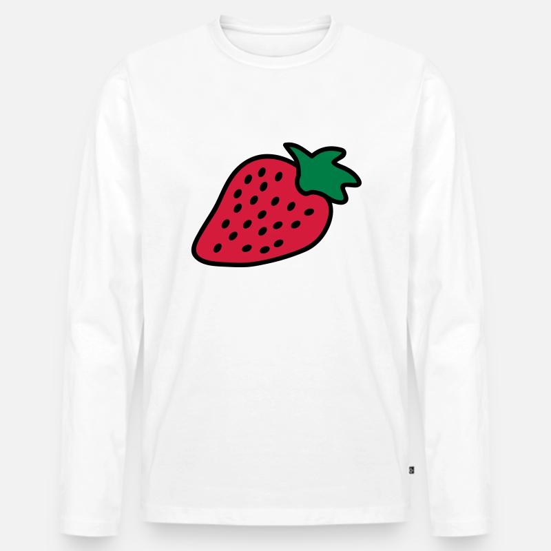 strawberry - Männer Premium Bio Langarmshirt - Weiß