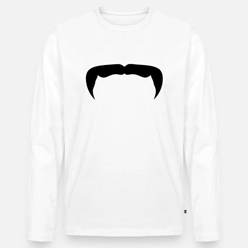 Hipster-Schnurrbart Schnurrbart Bart beard12 - Männer Premium Bio Langarmshirt - Weiß