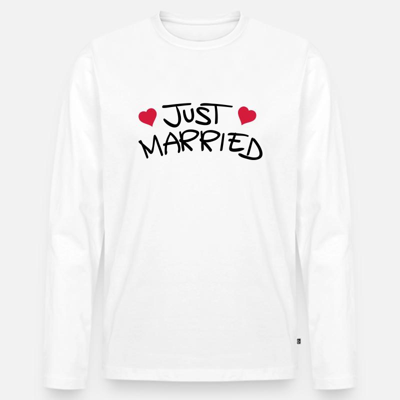 just_married_1__f2 - Männer Premium Bio Langarmshirt - Weiß