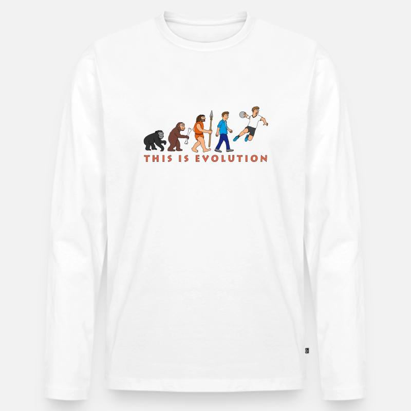 evolution_handball_comic_122012_c - Männer Premium Bio Langarmshirt - Weiß