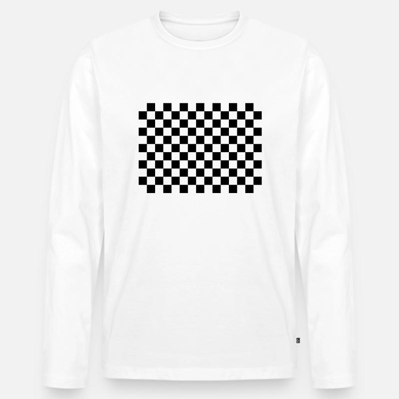 damier - Männer Premium Bio Langarmshirt - Weiß