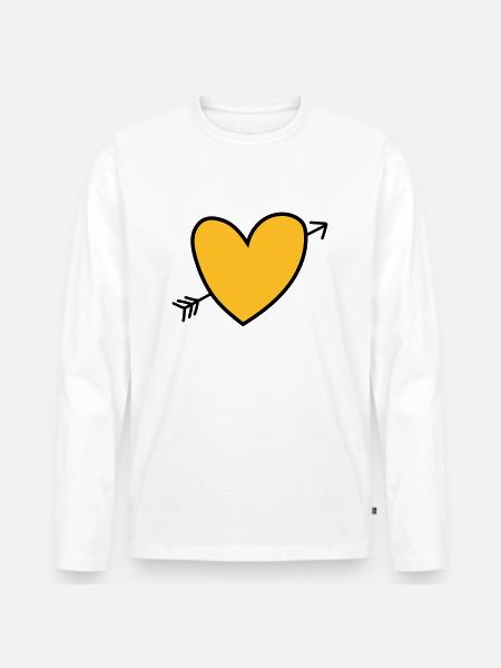 Heart - Männer Premium Bio Langarmshirt - Weiß