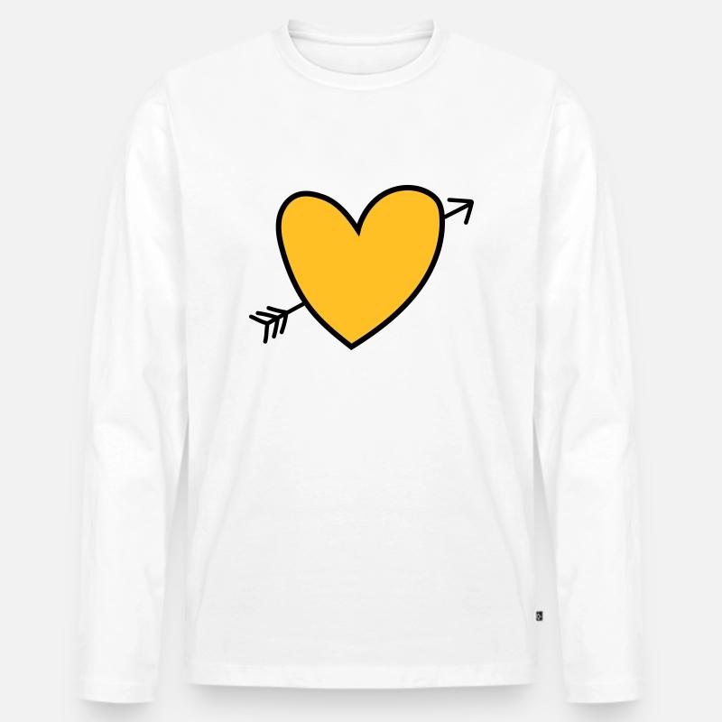 Heart - Männer Premium Bio Langarmshirt - Weiß