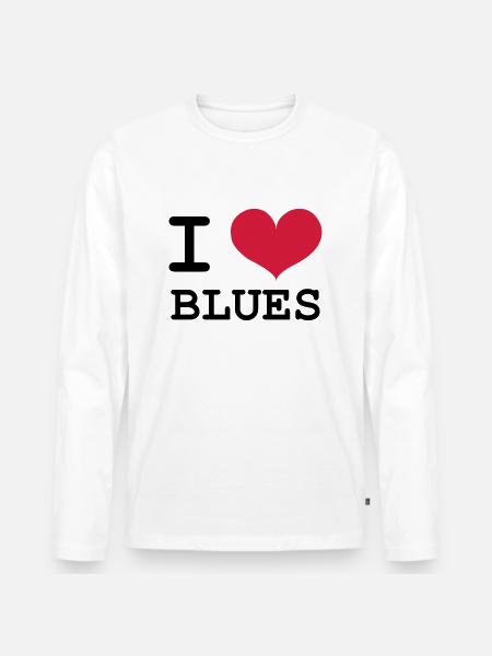 I Love Blues - Men's Premium Organic Long Sleeve Shirt - white