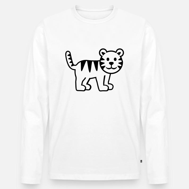 Tiger - Männer Premium Bio Langarmshirt - Weiß