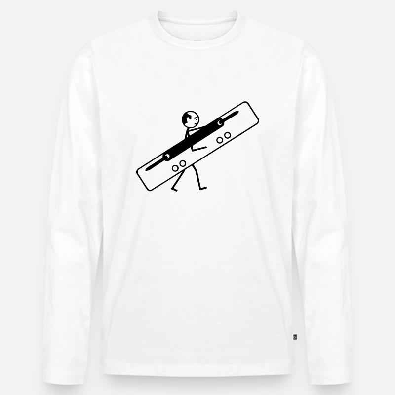 Heftstreifen - Männer Premium Bio Langarmshirt - Weiß