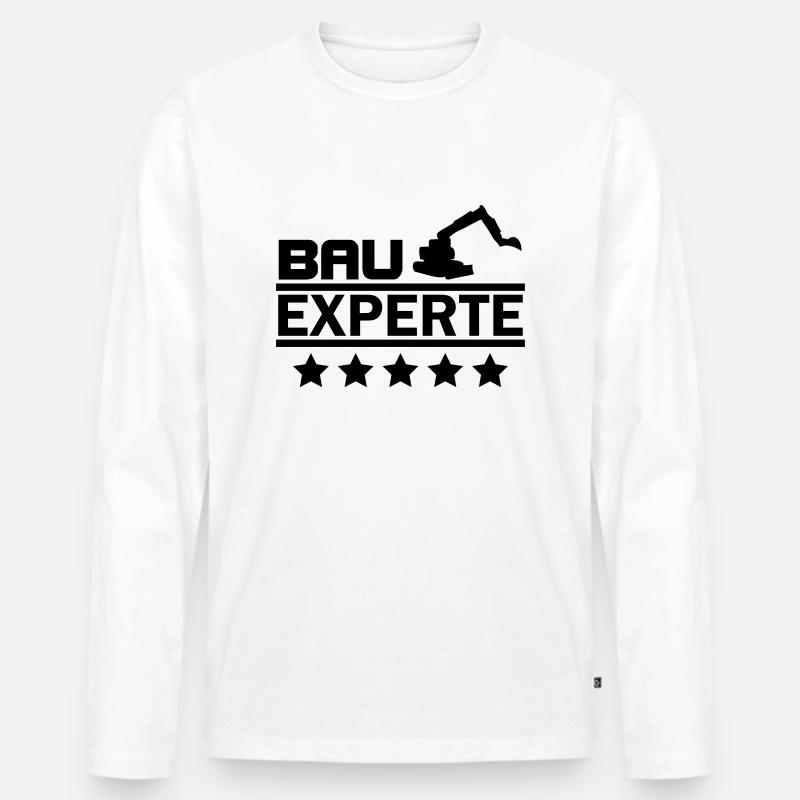 bau experte - Männer Premium Bio Langarmshirt - Weiß