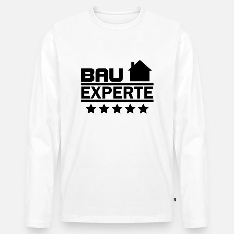 bau experte - Männer Premium Bio Langarmshirt - Weiß