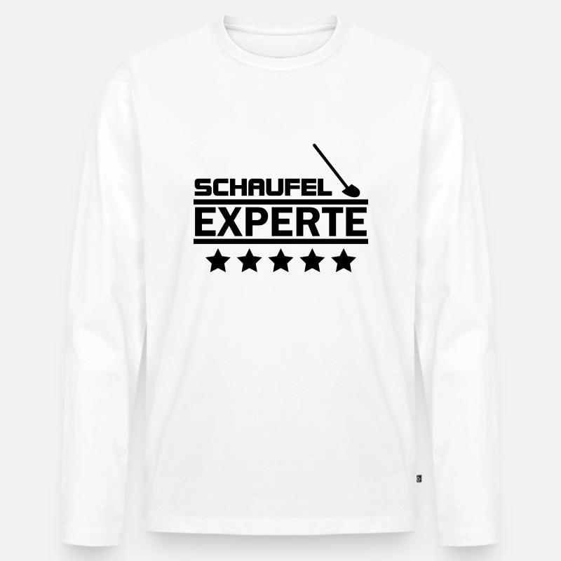 schaufel experte - Männer Premium Bio Langarmshirt - Weiß
