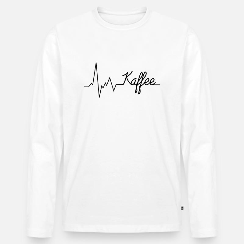 herzschlag kaffee - Männer Premium Bio Langarmshirt - Weiß