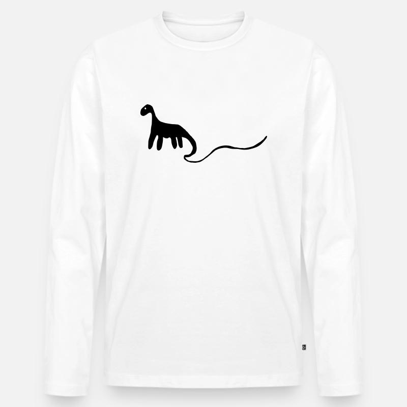 Dino Fan - Männer Premium Bio Langarmshirt - Weiß