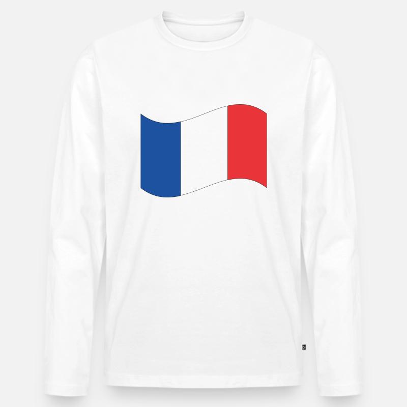 Flagge Frankreich Geschenk - Männer Premium Bio Langarmshirt - Weiß