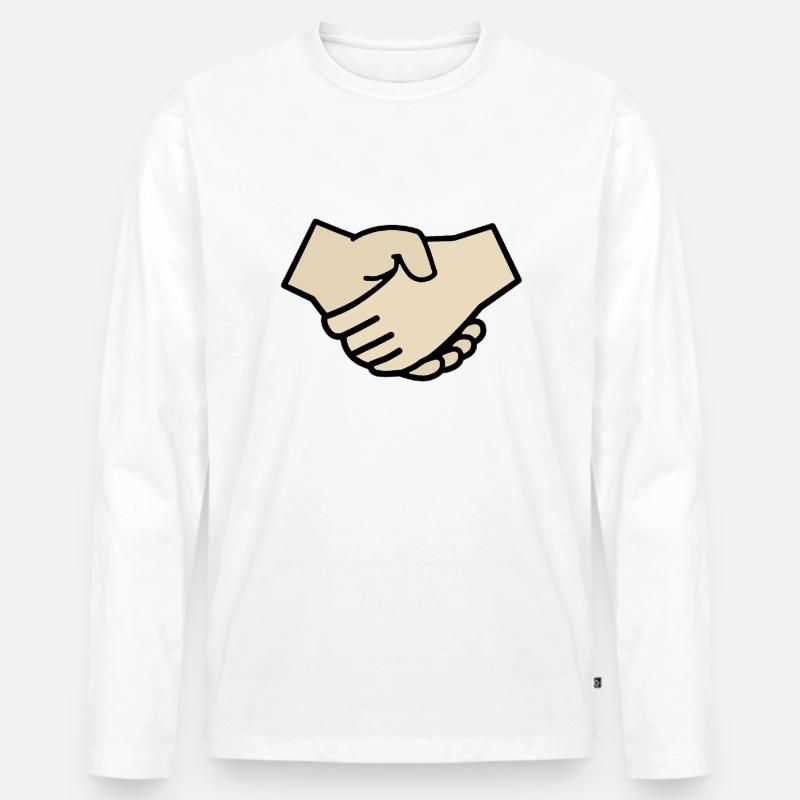 Handshake - Männer Premium Bio Langarmshirt - Weiß