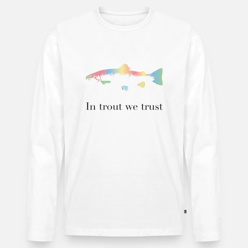 Auf Forellen vertrauen wir - Männer Premium Bio Langarmshirt - Weiß