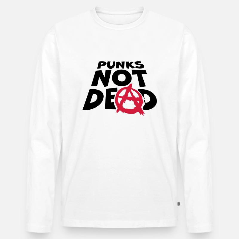 punks not dead Zitat - Männer Premium Bio Langarmshirt - Weiß