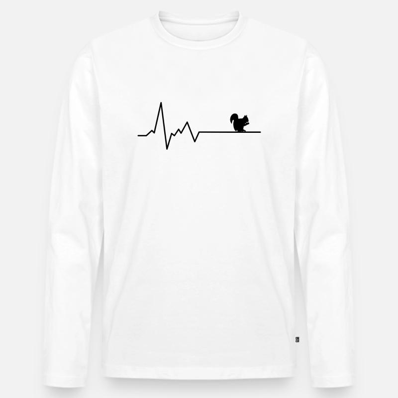 Eichhörnchen Herzschlag Ekg - Männer Premium Bio Langarmshirt - Weiß