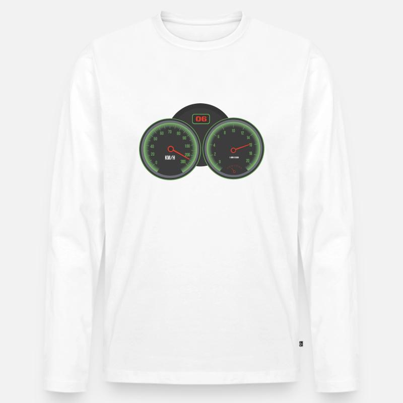 Motorrad Tachometer - Männer Premium Bio Langarmshirt - Weiß