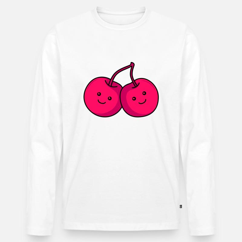 kirschen comic - Männer Premium Bio Langarmshirt - Weiß