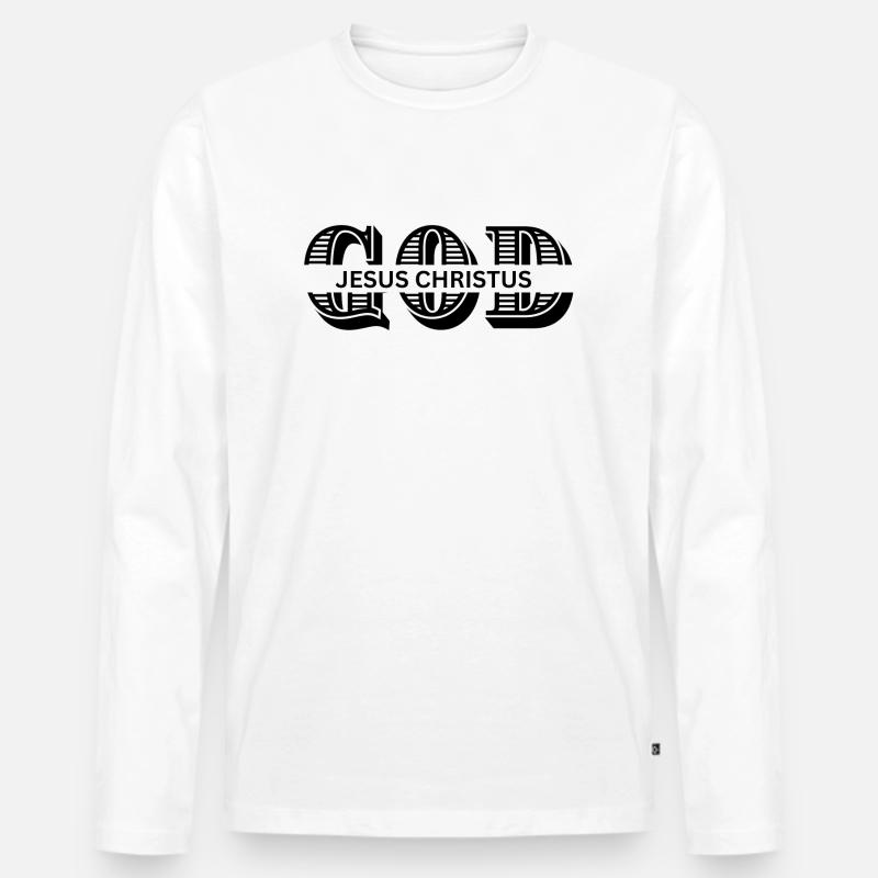 GOD - Männer Premium Bio Langarmshirt - Weiß