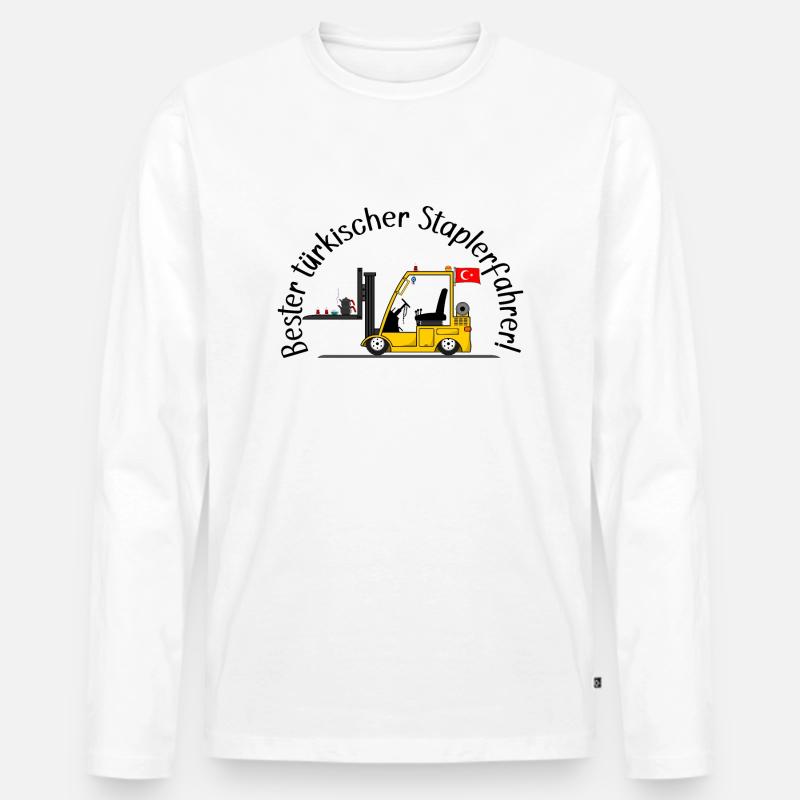 Staplerfahrer bester türkischer Staplerfahrer - Männer Premium Bio Langarmshirt - Weiß