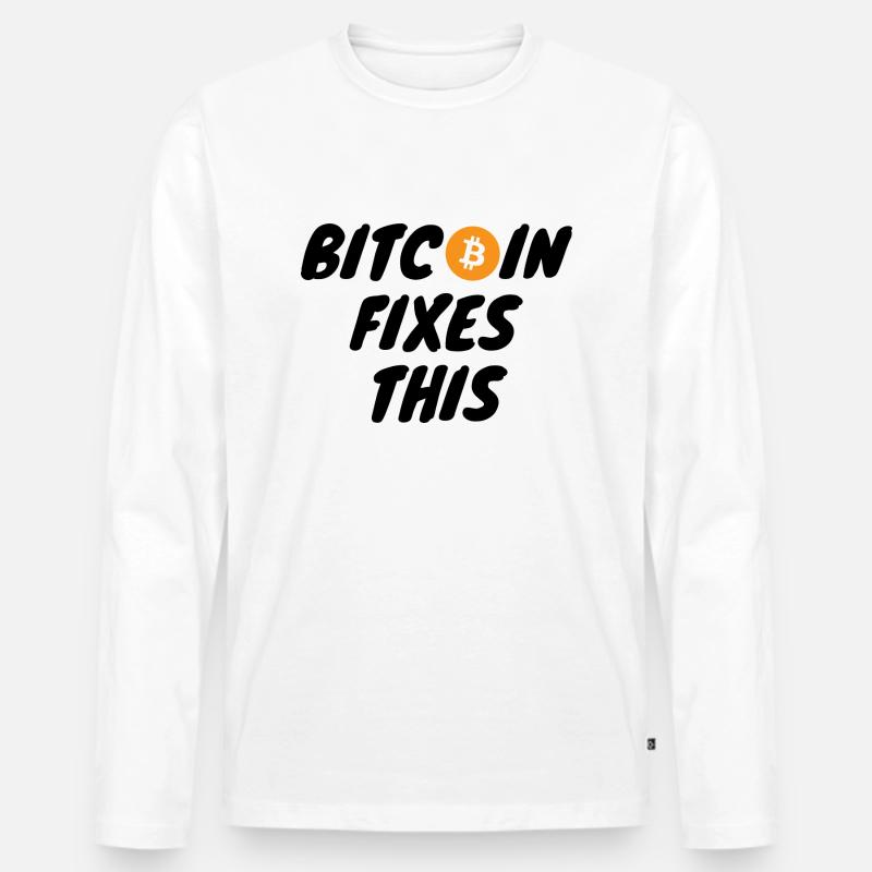 Krypto Bitcoin Fixes This - Männer Premium Bio Langarmshirt - Weiß