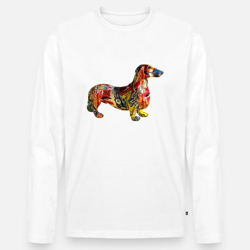 Hund Graffiti - Männer Premium Bio Langarmshirt - Weiß