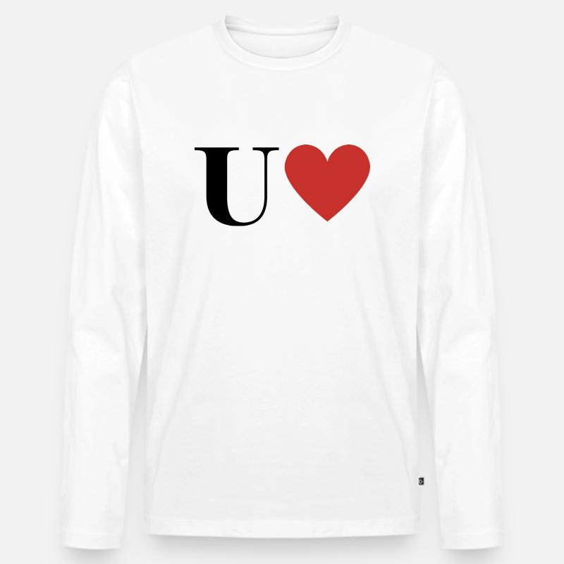 Buchstabe u rotes Herz - Männer Premium Bio Langarmshirt - Weiß