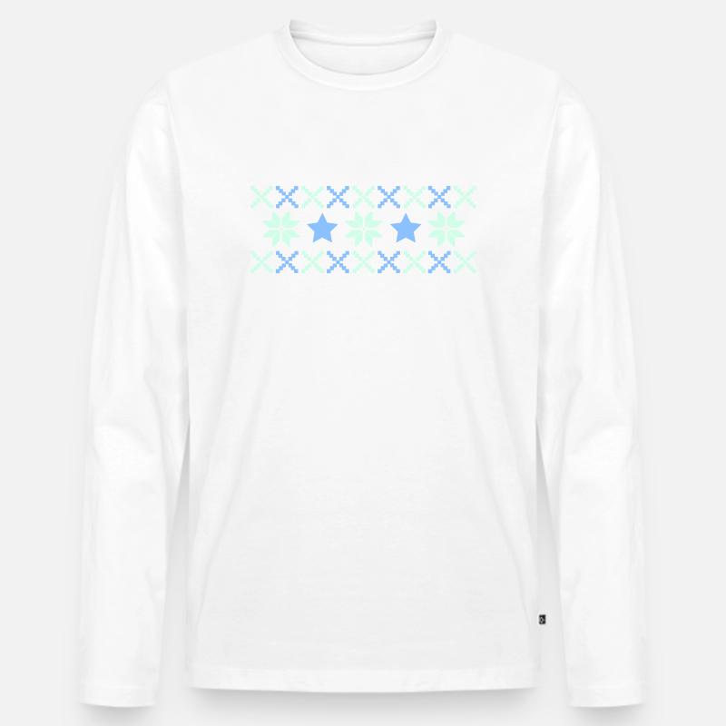 winter norwegen muster - Männer Premium Bio Langarmshirt - Weiß
