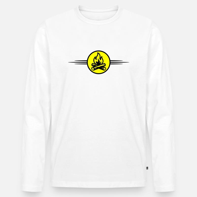 Feuer Lagerfeuer Symbol - Männer Premium Bio Langarmshirt - Weiß