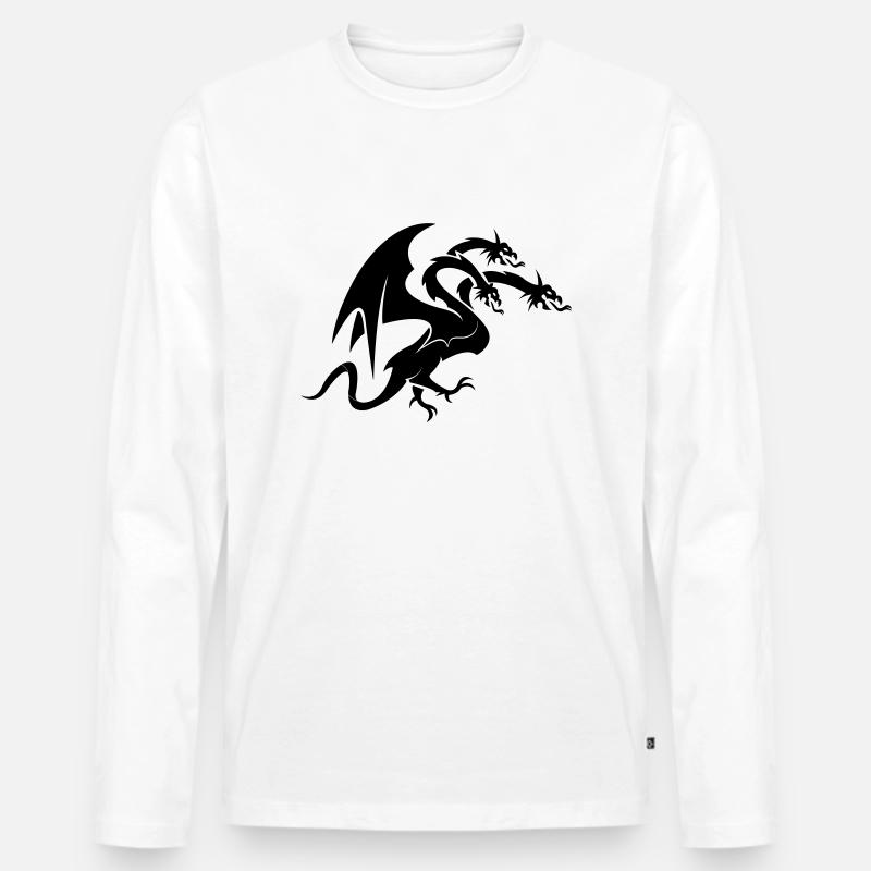 dragon 3 head - Männer Premium Bio Langarmshirt - Weiß