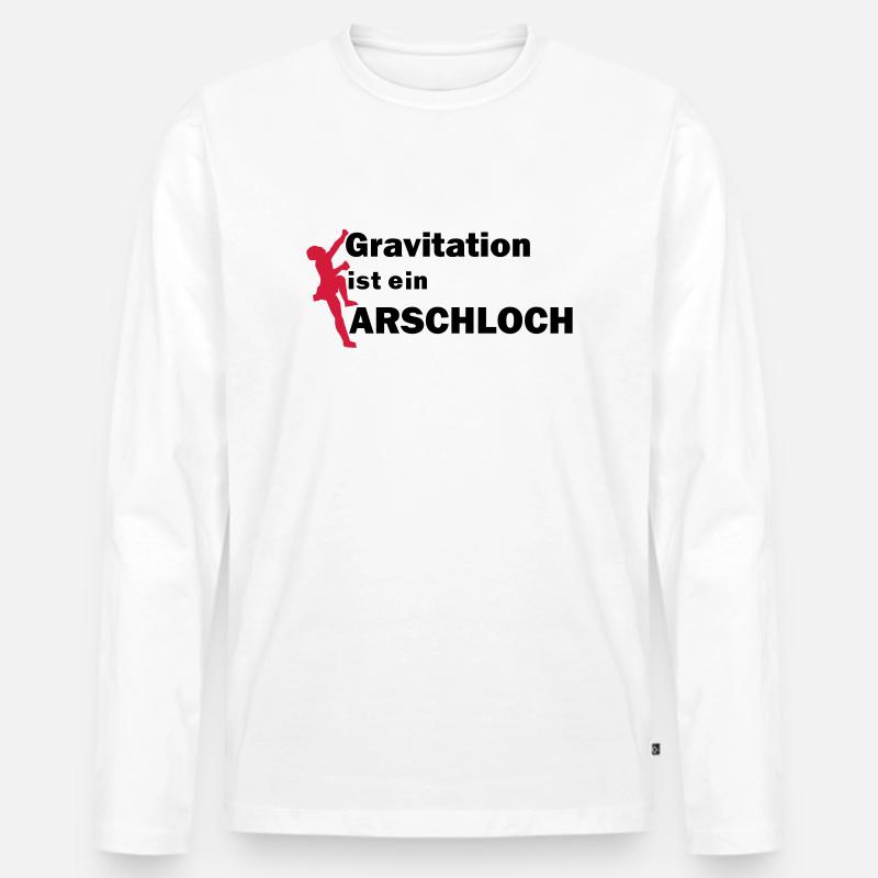 Gravitation Arschloch - Männer Premium Bio Langarmshirt - Weiß