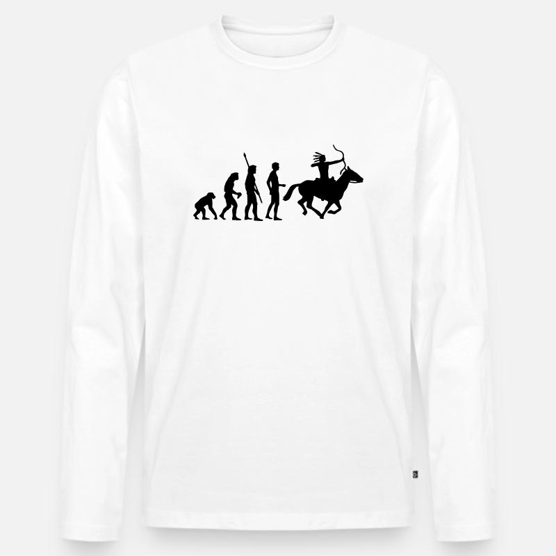 evolution_indianer - Männer Premium Bio Langarmshirt - Weiß