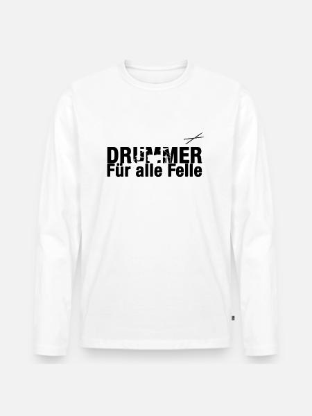 Drummer Für alle Felle - Männer Premium Bio Langarmshirt - Weiß