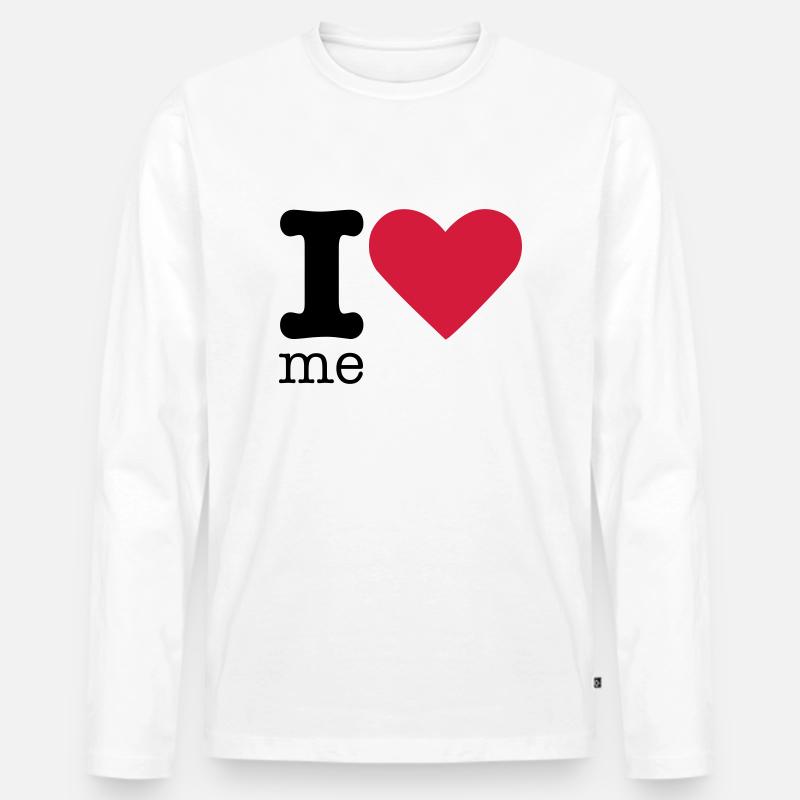 I Love Me - Männer Premium Bio Langarmshirt - Weiß