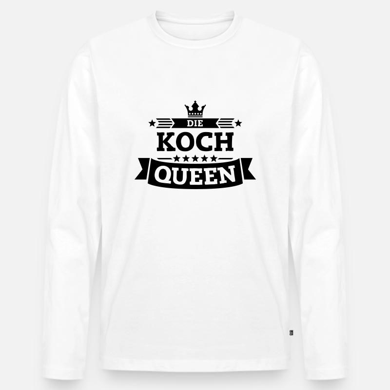 Die Koch-Queen - Männer Premium Bio Langarmshirt - Weiß