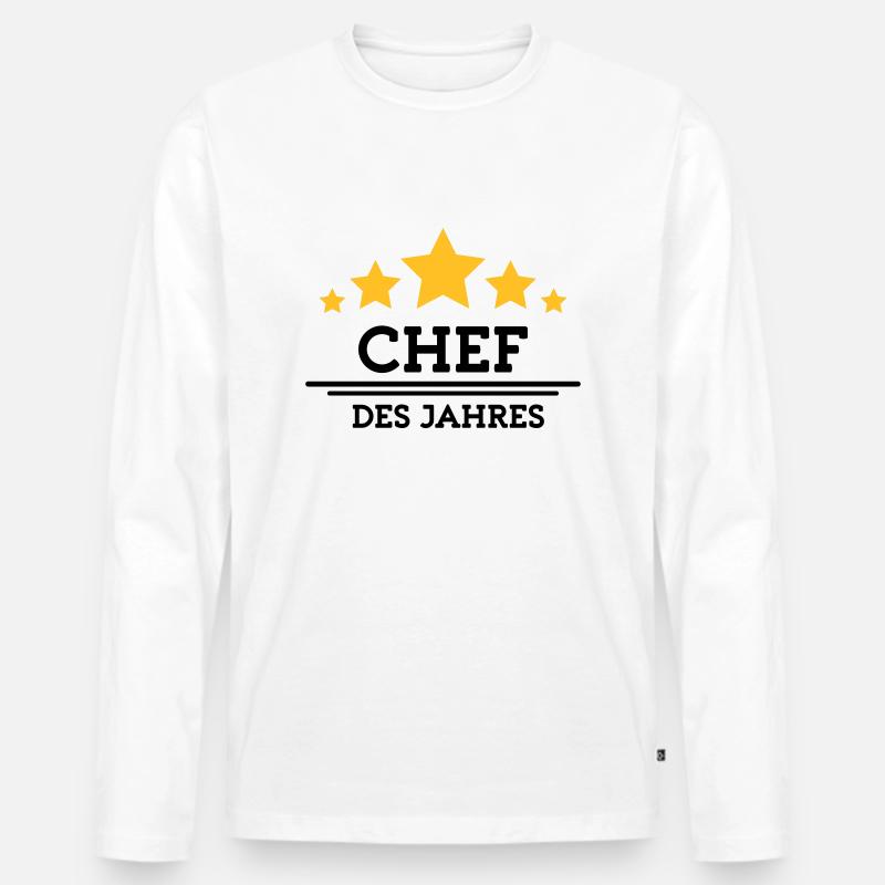 chef des Jahres - Männer Premium Bio Langarmshirt - Weiß