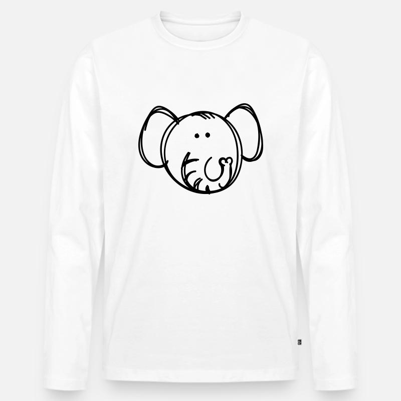 Elefant Zeichnung - Männer Premium Bio Langarmshirt - Weiß